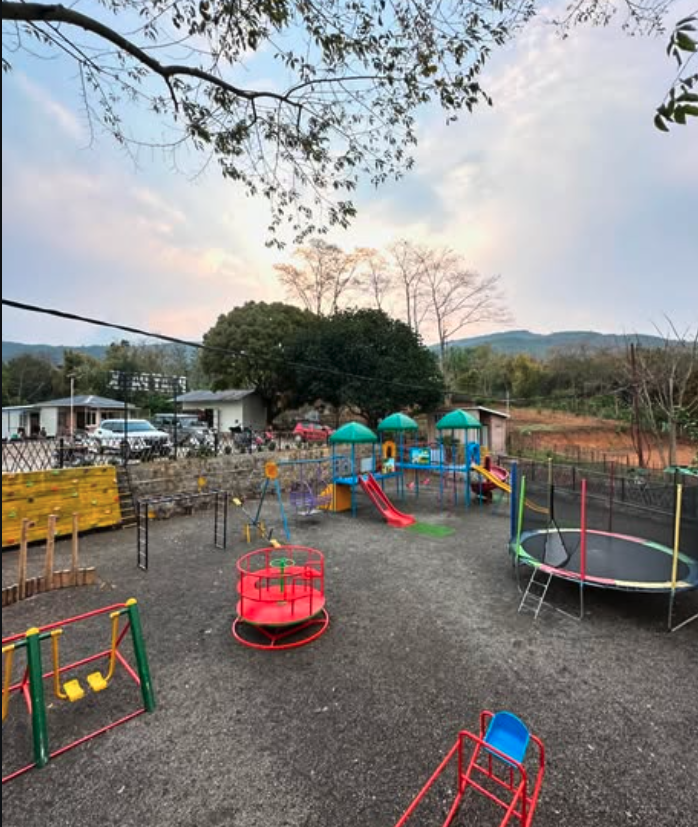 Community play park at dusk